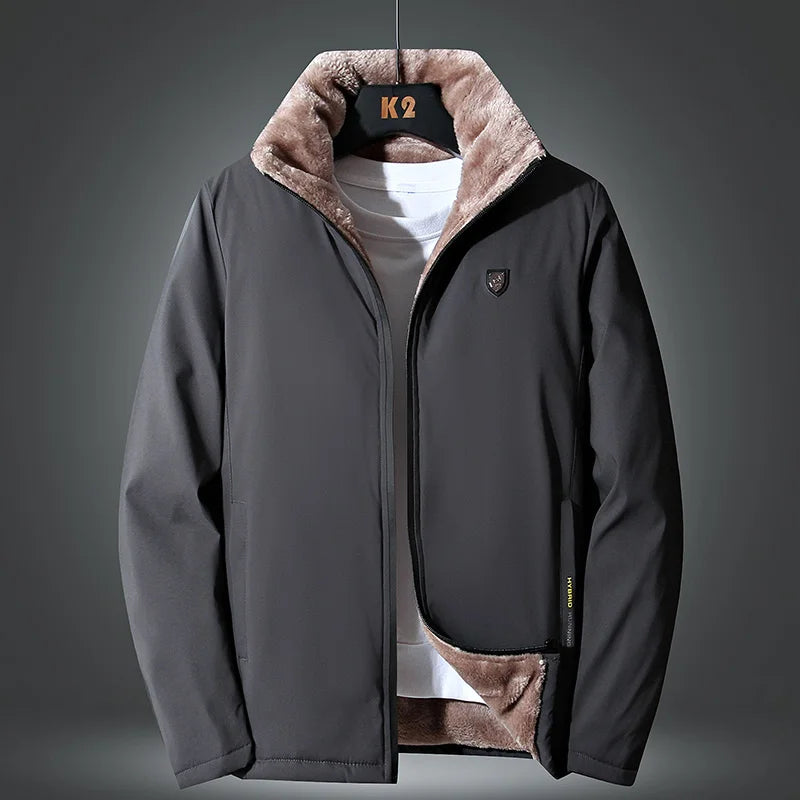 Men 2025 Winter Windproof Warm Thick Fleece Jacket Men