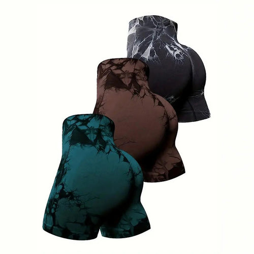3Piece Tie Dye Workout Shorts For Women