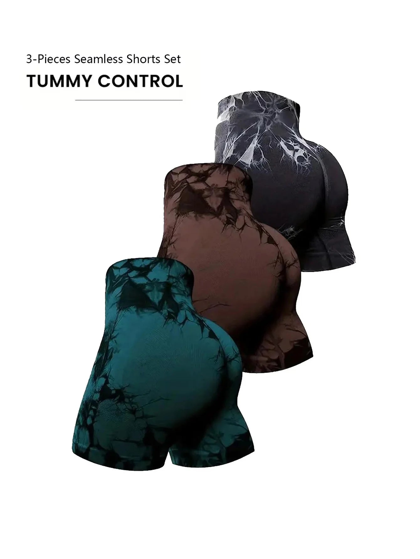 3Piece Tie Dye Workout Shorts For Women