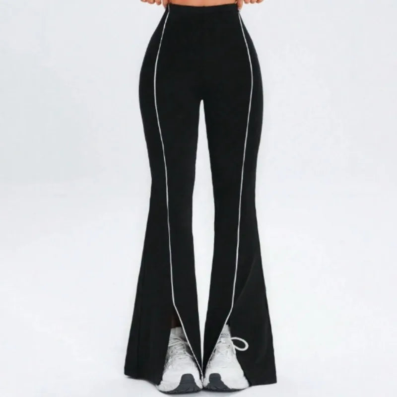Line splicing simple flared pants for women