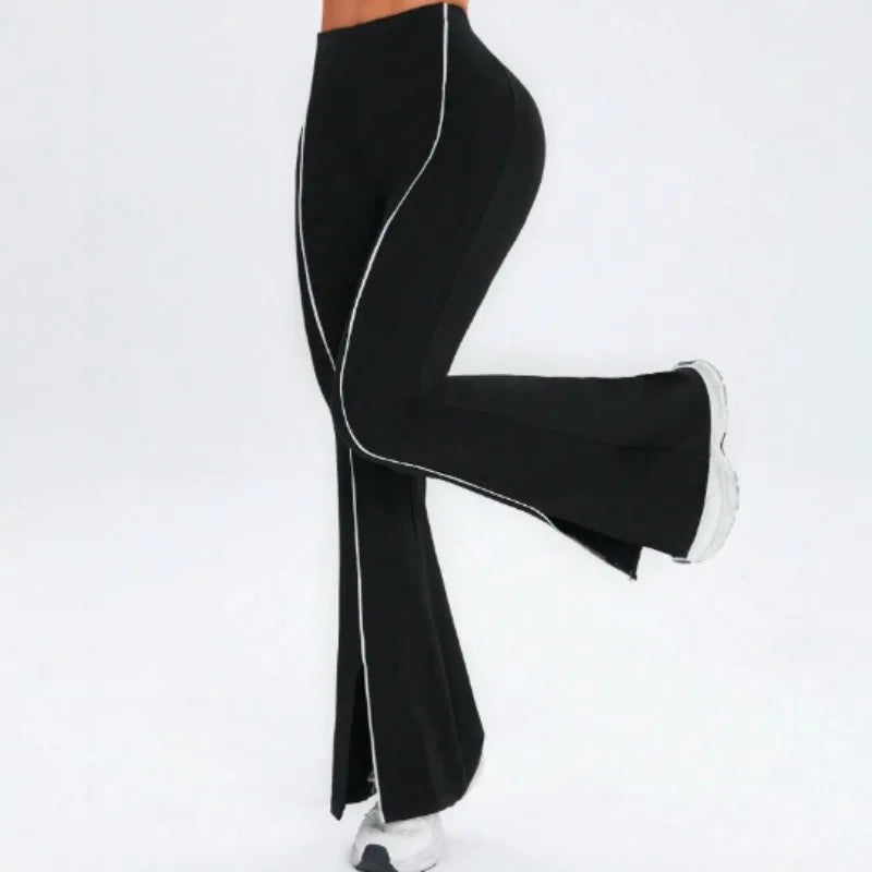 Line splicing simple flared pants for women