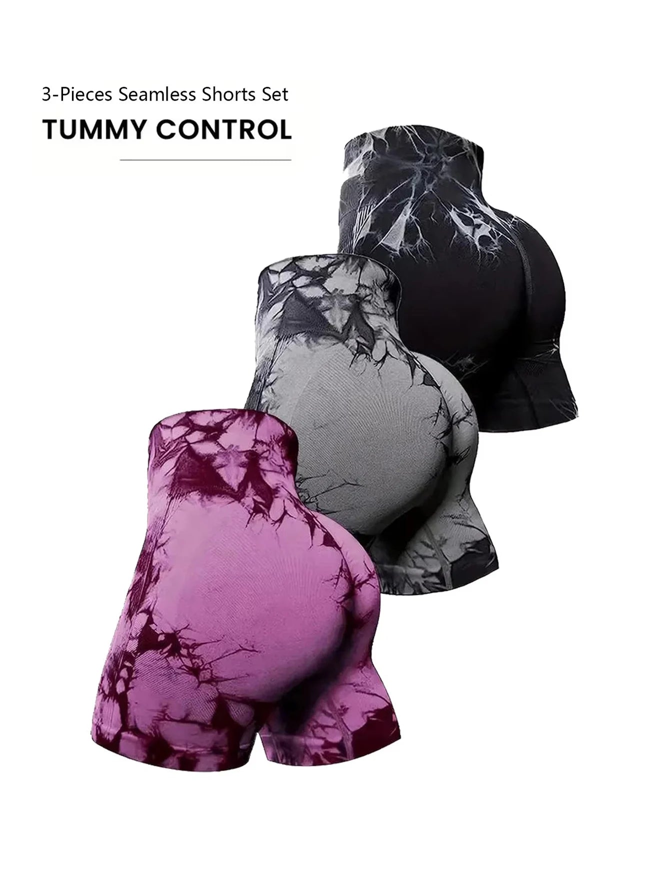 3Piece Tie Dye Workout Shorts For Women
